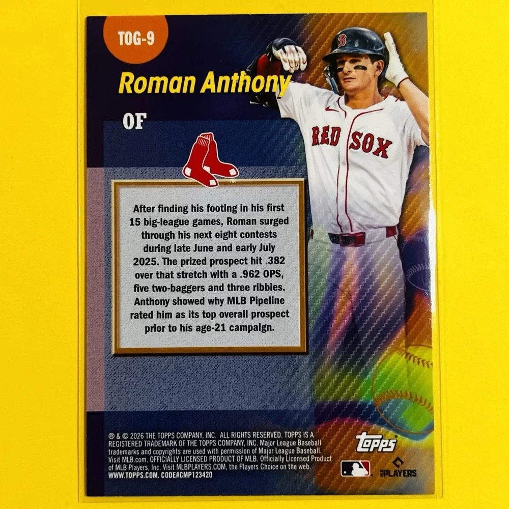 2026 Topps Titans of the Game Roman Anthony RC TOG-9 Boston Red Sox‎